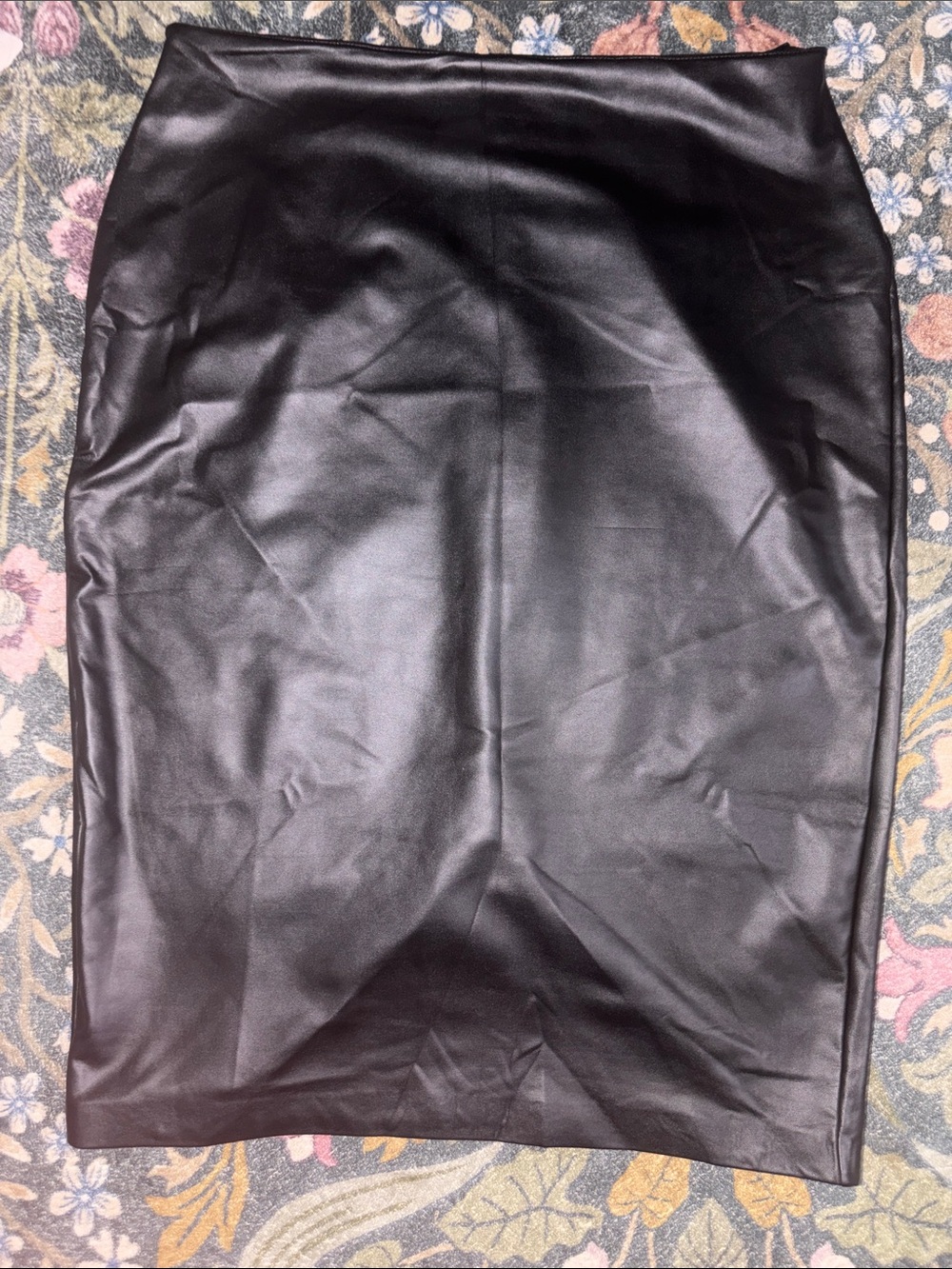 Eloquii Black Faux Leather Midi Pencil Skirt